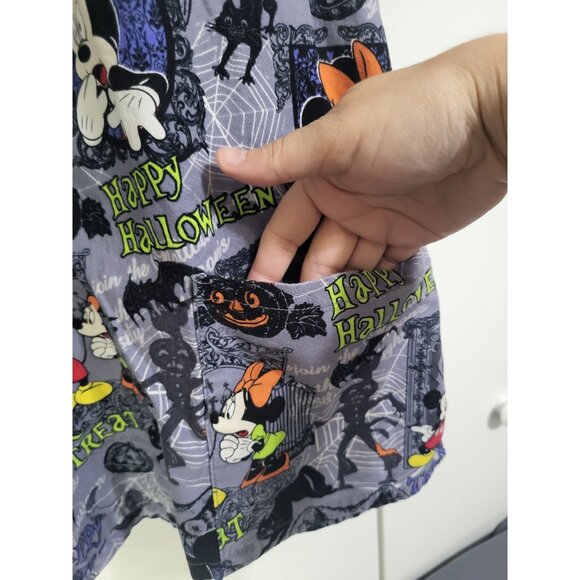 Disney Mickey Minnie Mouse Scrub Top XL Halloween Gray Nurse Doctor Vet Holiday - Picture 6 of 9